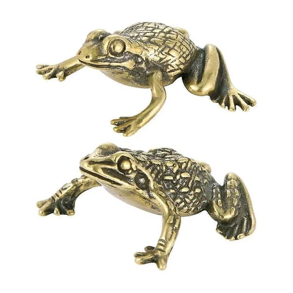 1 Set Antik Mässing Grodor Staty Mässing Padda Figurin Dekoration Liten Mässing Figurin Gyllene SUMFZ073641