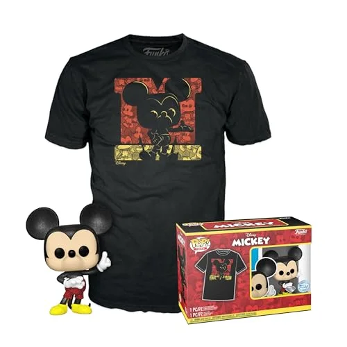 Funko POP! & Tee: Disney Musse Pigg Diamantglitter Stor (L) T shirt Kläder med samlarobjekt vinylfigur Presentidé Leksaker och kortärmad topp för vuxna, unisex män kvinnor 889698745086