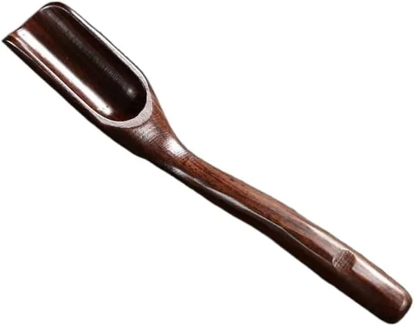 1 st bambu tesked, trä tesked för löst te med långt handtag, bärbar delikat tesked för tetillbehör (svart trä) ZS0012589Z