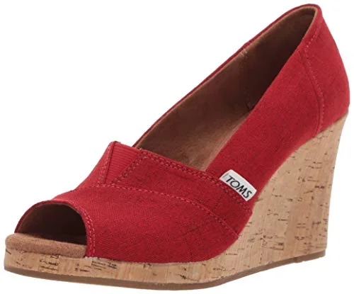 TOMS Klassisk kil sandal dam, Röd, 39 EU 889556641642