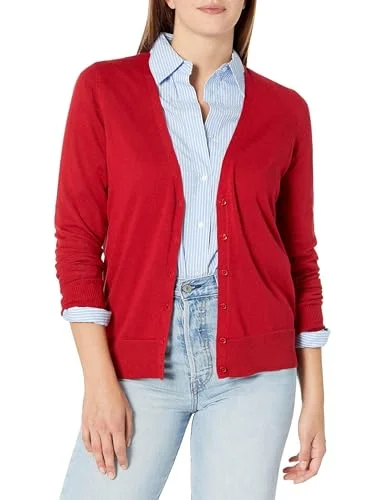 Amazon Essentials lättviktig v ringad cardigan tröja för kvinnor (finns i plusstorlek), röd, 4X 194223276127