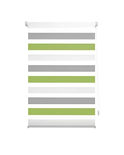INTERBLIND rullgardin för natt och dag utan verktyg EasyFix storlek 37 x 180 cm bredd höjd borrstorlek tyg 34 175 gardin grå pistage 8434363575110