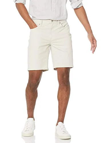 Amazon Essentials Men's Stretchiga shorts 23 cm (9 tum) smal passform innersöm med 5 fickor, Sten, 34 195111302522