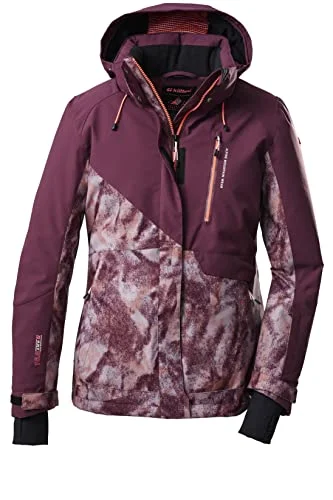 Killtec Skidjacka för kvinnor med huva och snöfång, KSW 145 WMN SKI JCKT, mörk plommon, 38, 38625 000 4066224073776