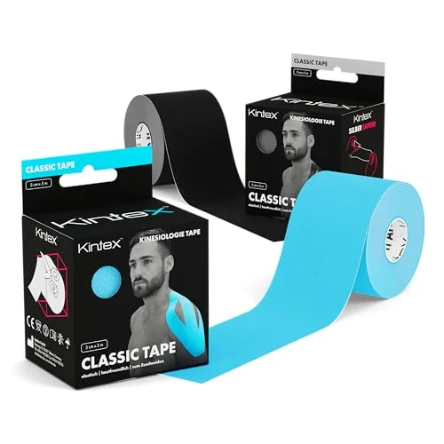 Kintex 2 rullar kinesisk tejp Classic, 5 cm x m, hudvänlig och vattentät kinesiologitejp, fysiotejp, medicinsk (blandad) 4260310410203