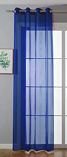 Öljettgardin, transparent, "Uni" gardin, H x B 245 140 cm, kungsblå, Stores, öljetter, blybandsavslutning, vardagsrum, 20332 cn 4041984856777